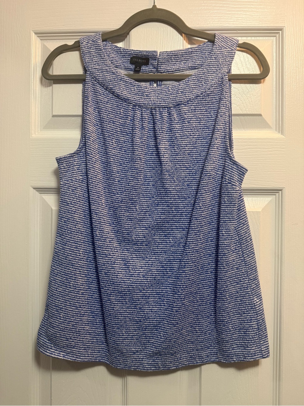 Talbots Blue and White Striped Sleeveless Knit Tank